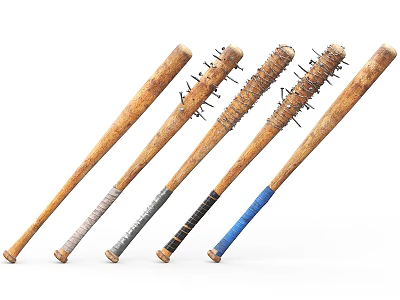 Spiked Baseball Bats As Improvised Weapon With Wrapped Handles And Rustic Look 3d model