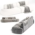Modern Design Casual Sofa Set In Various Colors With Patterned Pillows And Textured Blankets 3d model