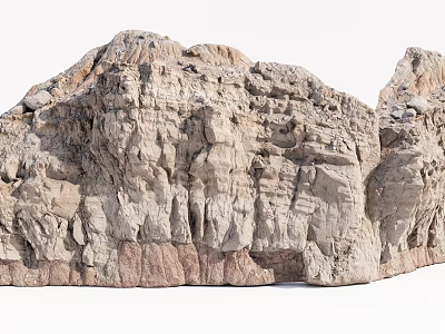 Natural Rock Formation With Rough Surface And Layered Brown Gray Texture 3d model