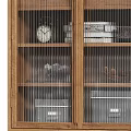 Wooden Display Cabinet Shelves With Glass Doors Storage Books Decorative Items And Organizer Boxes