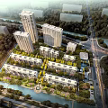 Aerial View Planning of Urban Residential Area With High Rise Low Rise Buildings River Roads And Greenery