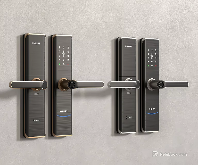 Sleek Modern Electronic Door Handle Featuring Keypad And Metal Finish In Various Styles 3d model 