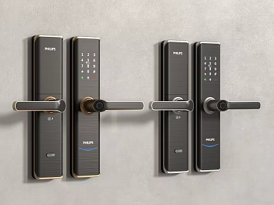 Sleek Modern Electronic Door Handle Featuring Keypad And Metal Finish In Various Styles 3d model