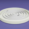 White Circular Lid With Concentric Patterns And Metal Rivets On Purple Background 3d model
