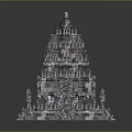 Ancient Multi Tiered Stone Temple With Intricate Carvings And Tower Structure 3d model