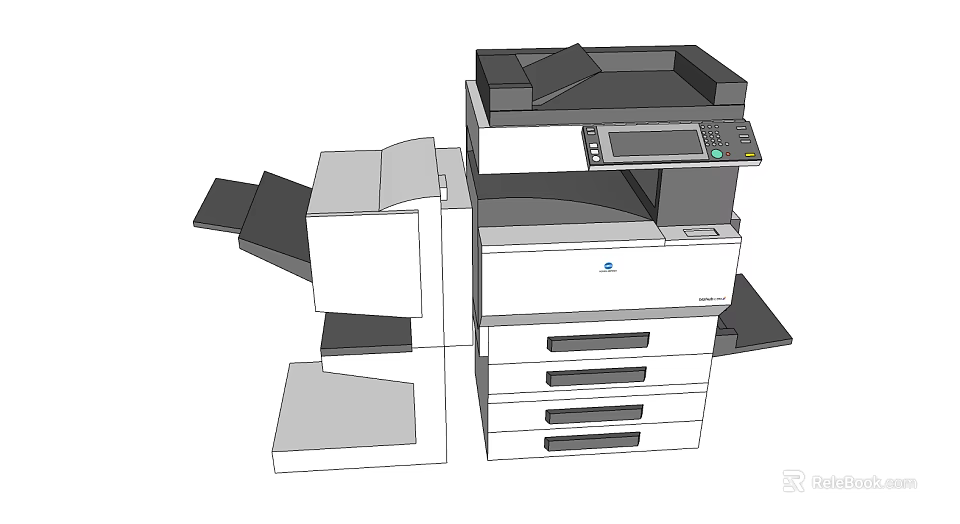 Modern Multifunctional Office Appliance with Multiple Drawers and Display Screen 3d model