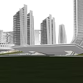 Modern Urban Commercial Complex With High Rise Buildings And Pedestrian Traffic Flow