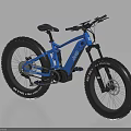 Blue Electric Fat Tire Bike With Large Wheels And Black Seat