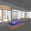 Modern Service Hall Interior Design With Waiting Seats And Information Displays