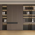 Modern Luxury Wooden Decorative Cabinet With LED Strip Lights Bookshelf And Ornaments