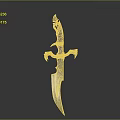 Ornate Decorative Dagger With Intricate Handle And Textured Blade Design