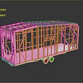 Pink And Orange Metal Trailer Frame Structure With Wheels Equipment
