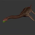 Realistic 3D Plesiosaur Dinosaur Model With Long Neck And Flippers on Dark Reflective Surface 3d model