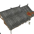 Chinese Style Ceiling With Traditional Tile Roof And Decorations