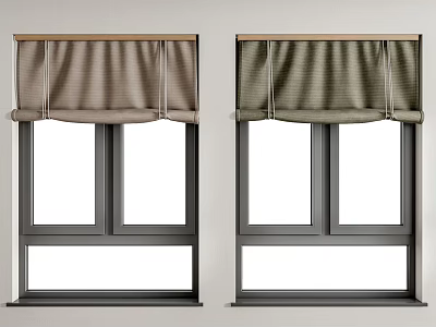 Elegant Window Blinds In Brown And Green For Home Window Interiors 3d model