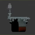 Aircraft Carrier Flight Deck With Island Superstructure Gray And Red Hull Design