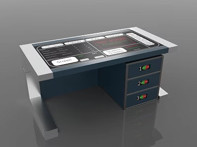 Modern Functional Desk With Touchscreen Control Panels And Drawers With Indicator Lights 3d model