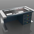 Modern Functional Desk With Touchscreen Control Panels And Drawers With Indicator Lights 3d model