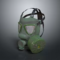 Fire Equipment Green Gas Mask With Transparent Lenses And Filter Canister