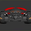 Futuristic Black Concept Sports Car With Bold Red Accents Sleek Aerodynamic Design Unique Wheels