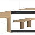 Modern Dining Tables with Oval Tabletop and Cylindrical Textured Legs in Light Wood and Black