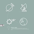 Neon Lamp Set With Space Theme Sun Moon Planet And Satellite Icons
