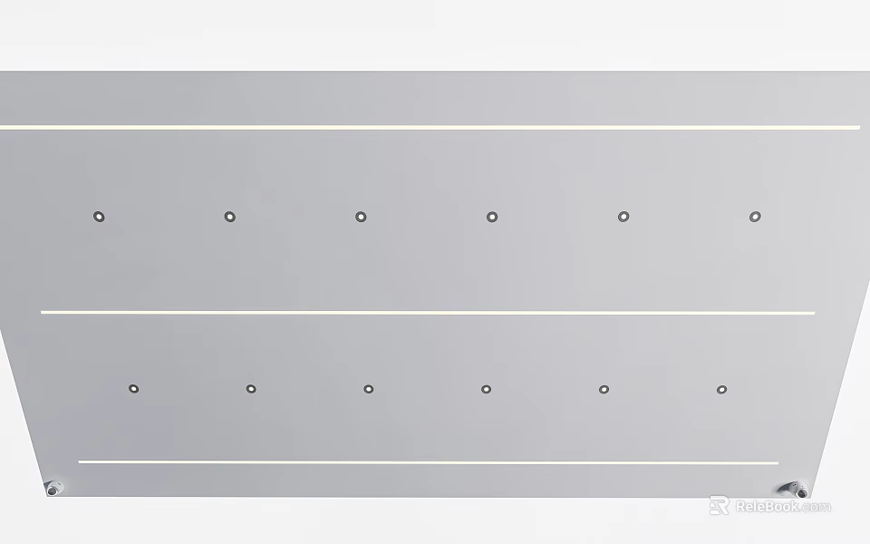 Minimalist Ceiling Design With Linear Strip Lights And Circular Spots 3d model