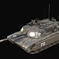 Military Tank Weapon With Camouflage Paint Cannon Tracks And Number P2
