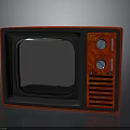 Vintage Red Retro Television With Classic Knobs And Screen Design