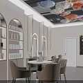 Modern Luxury Beauty Hair Salon Interior With Decorative Umbrella Ceiling And Reception Desk