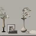 Elegant Home Decor With Vases White Pink Flowers Photo Frame Books And Mug