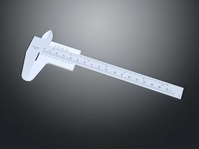 White Plastic Vernier Caliper With Clear Scale For Precise Measurement Tool 3d model