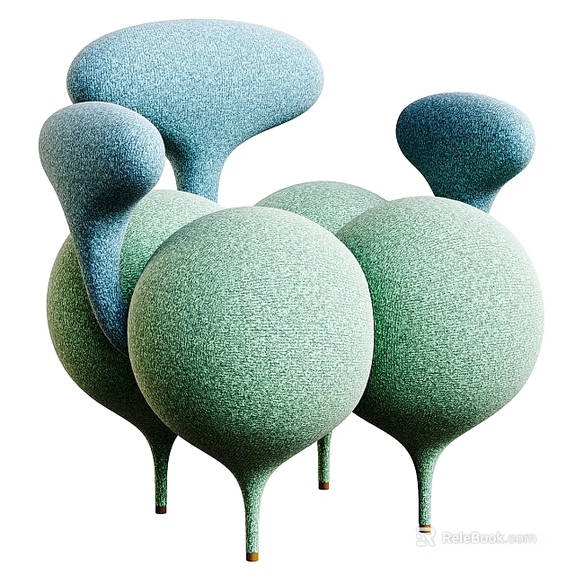 Single Sofa With Green And Blue Modern Unique Fabric Design 3d model