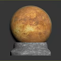 Natural Wooden Sphere With Gray Stone Base Decorative Piece Showcasing Fine Craftsmanship And Texture