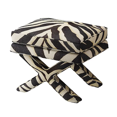 Stylish Zebra Print Armchair With Crossed Legs And Upholstered Fabric Design 3d model