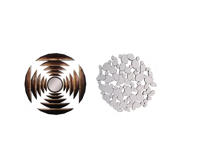 Two Decorative Circular Mirrors With Concentric Patterns And Silver Small Discs Design 3d model