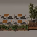 Outdoor Chairs With Tables Green Plants And Palm Tree In Outdoor Setting