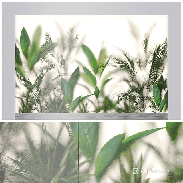 Modern Lightbox Featuring Green Leafy Plants And Botanical Design Elements 3d model