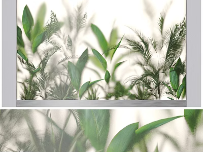 Modern Lightbox Featuring Green Leafy Plants And Botanical Design Elements 3d model