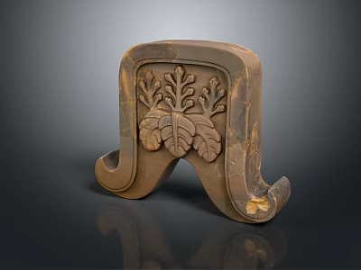Vintage Wooden Decorative Bracket With Carved Leaf Pattern And Ornate Details 3d model