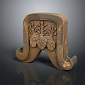 Vintage Wooden Decorative Bracket With Carved Leaf Pattern And Ornate Details