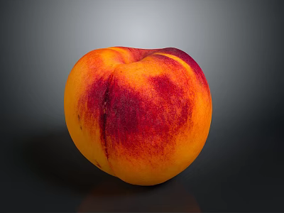 Fresh Ripe Peach With Juicy Red And Yellow Skin On Dark Background 3d model