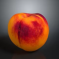 Fresh Ripe Peach With Juicy Red And Yellow Skin On Dark Background