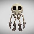 Cartoon Skeleton Game Movie Character With Big Black Eyes Brown Boots And Gloves