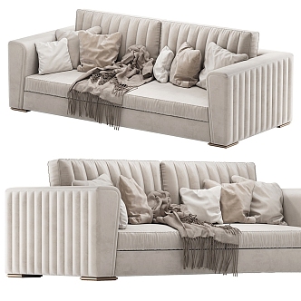 Modern double sofa Italian fabric double sofa 3d model