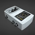 Gray Industrial Control Device With Analog Meter Knobs Buttons And Ports 3d model