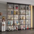 Collectible Dolls Showcased On Modern Glass Shelf With Astronaut Bear And Robot Designs