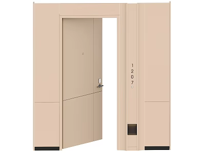 Beige Open Sliding Door Design With Model 1207 For Home Interior 3d model