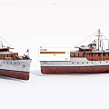 Two Vintage Steamships With Classic Design Side By Side