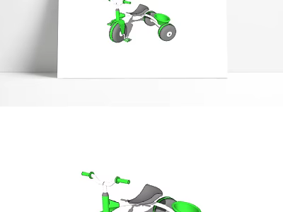 Green Children's Tricycle with Sturdy Frame and Comfortable Seat for Kids 3d model